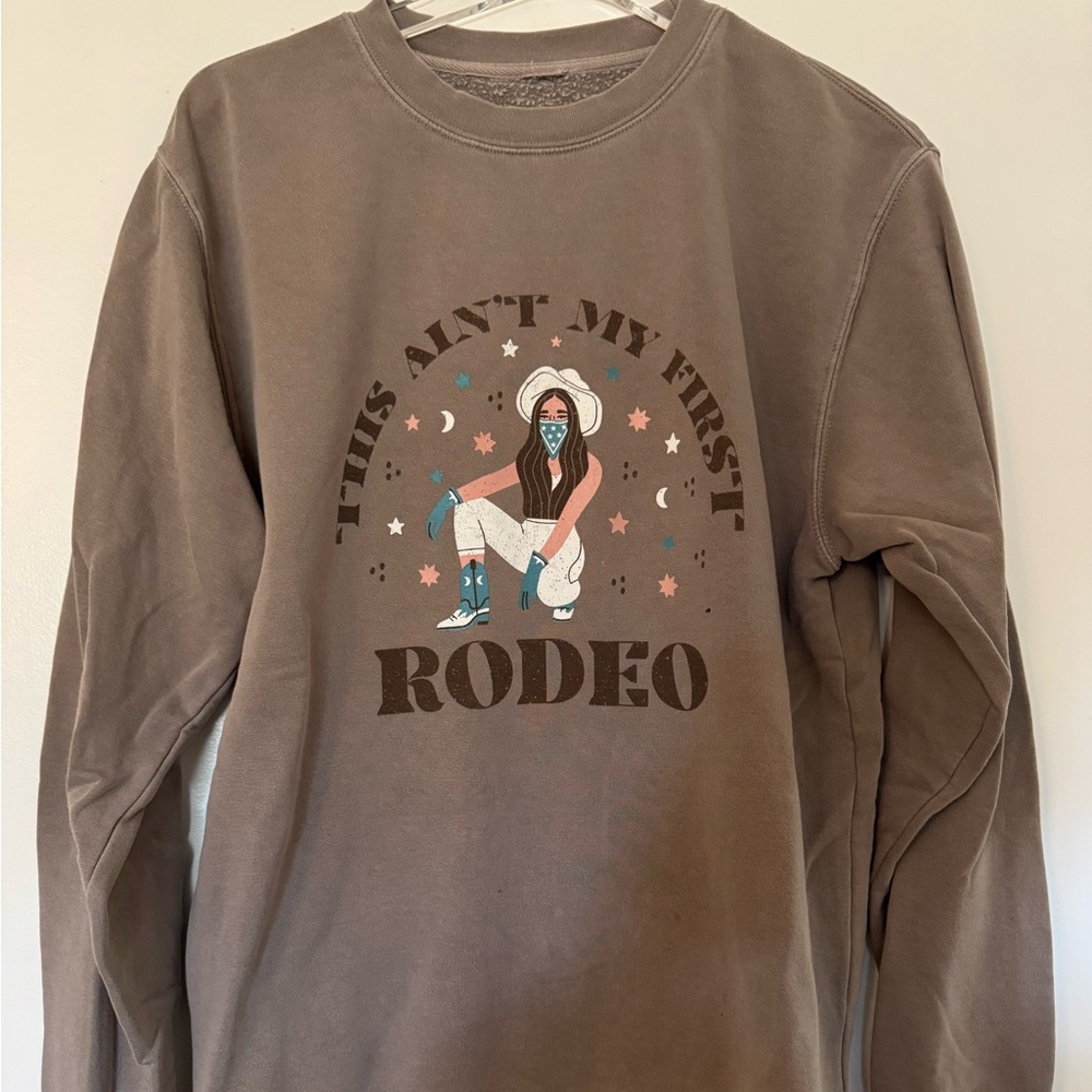 Brown Graphic Crew Neck Sweater